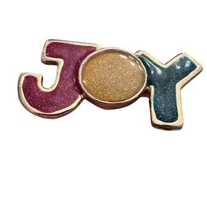 JOY Holiday Christmas Multicolor Enamel Letters Lapel Pin Brooch Festive Signed‎